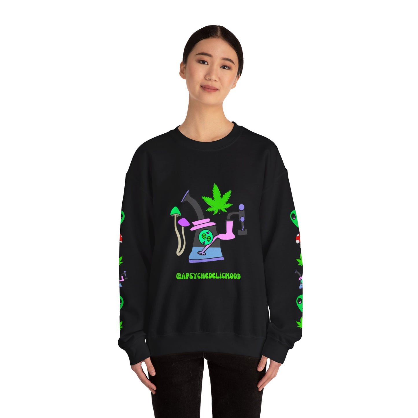 Psychedelic Crewneck Sweatshirt - Hash $ Money Design for Trendy Cannabis Lovers