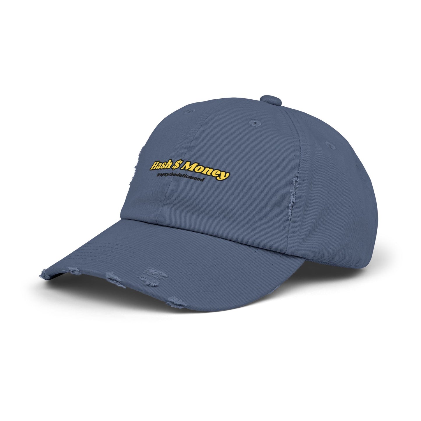 Yellow Font Hash $ Money Unisex Distressed Cap