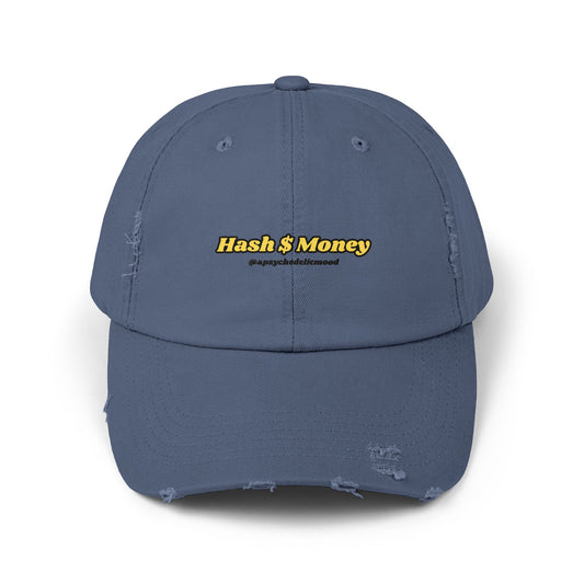 Yellow Font Hash $ Money Unisex Distressed Cap