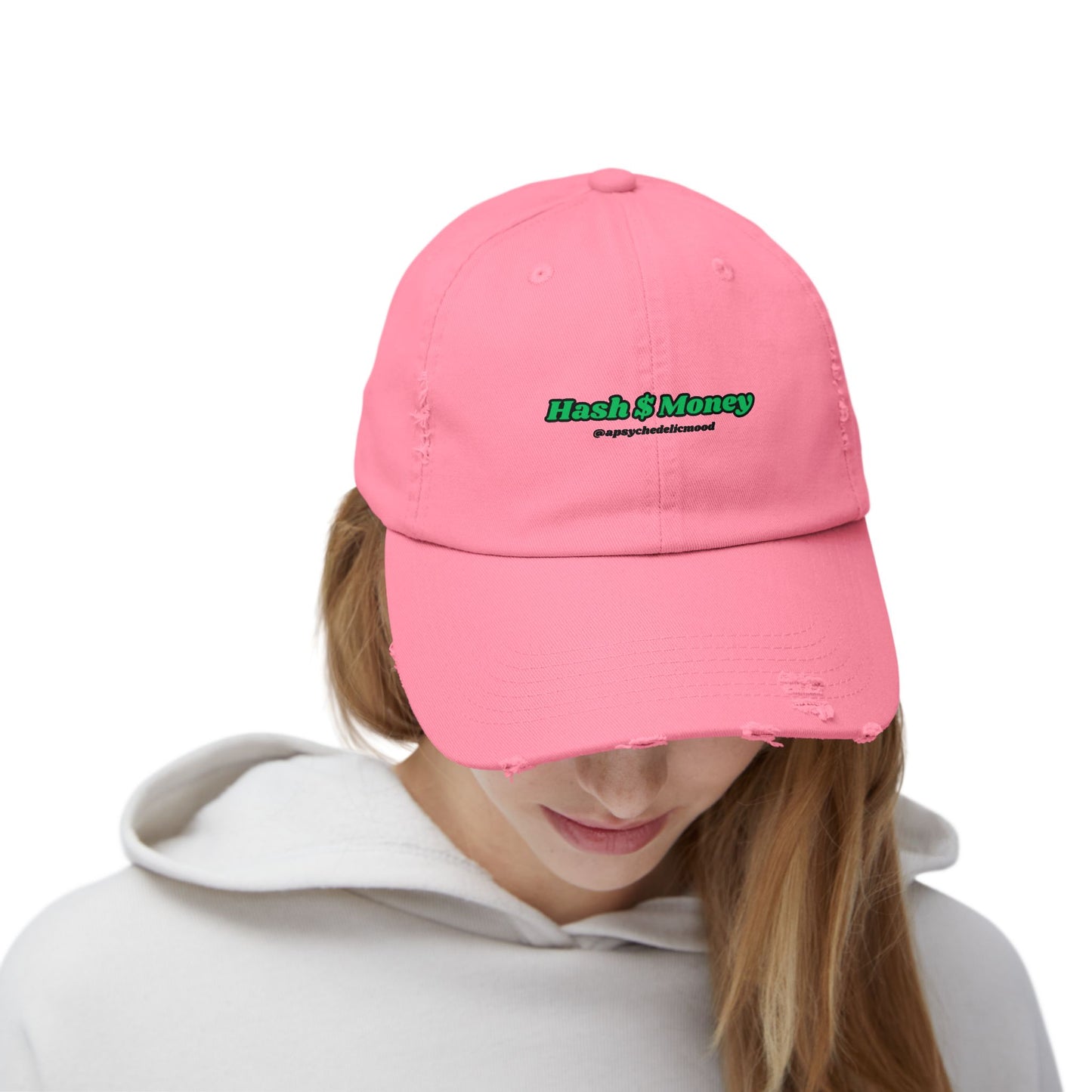 Pink/Green Hash $ Money Unisex Distressed Cap