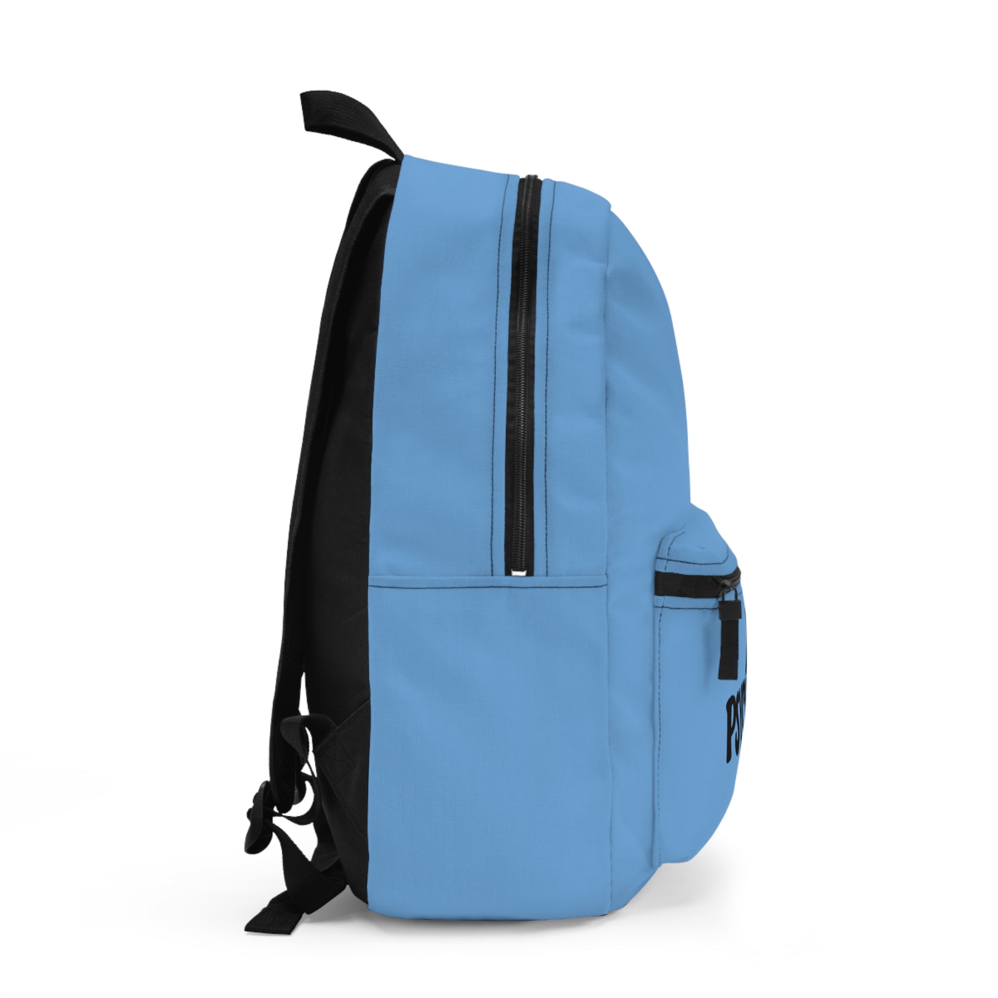 Light blue backpack with "A Psychedelic Mood" text and a small red mushroom icon.