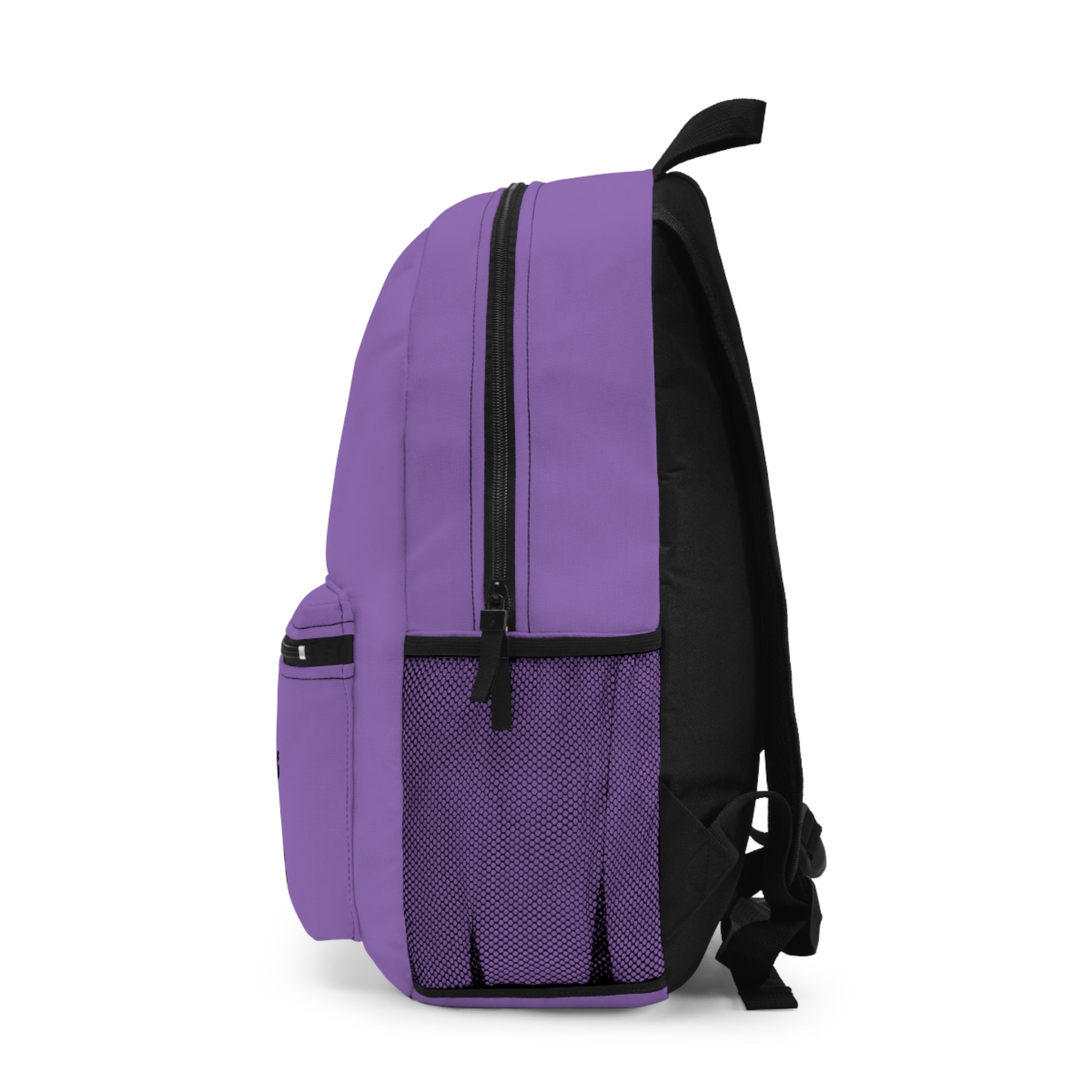 Purple backpack with "Solventless Babe" text repeated three times.