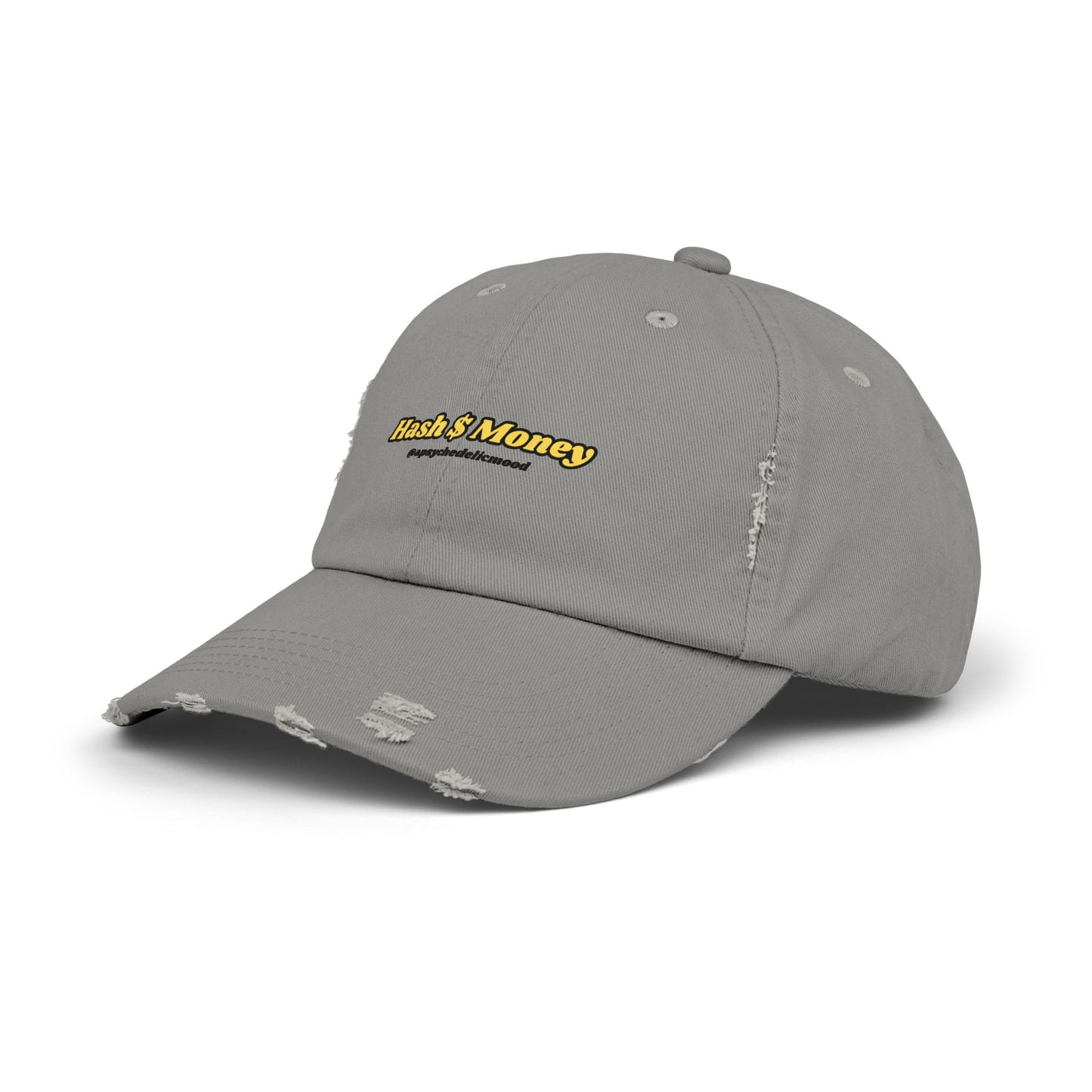 Yellow Font Hash $ Money Unisex Distressed Cap