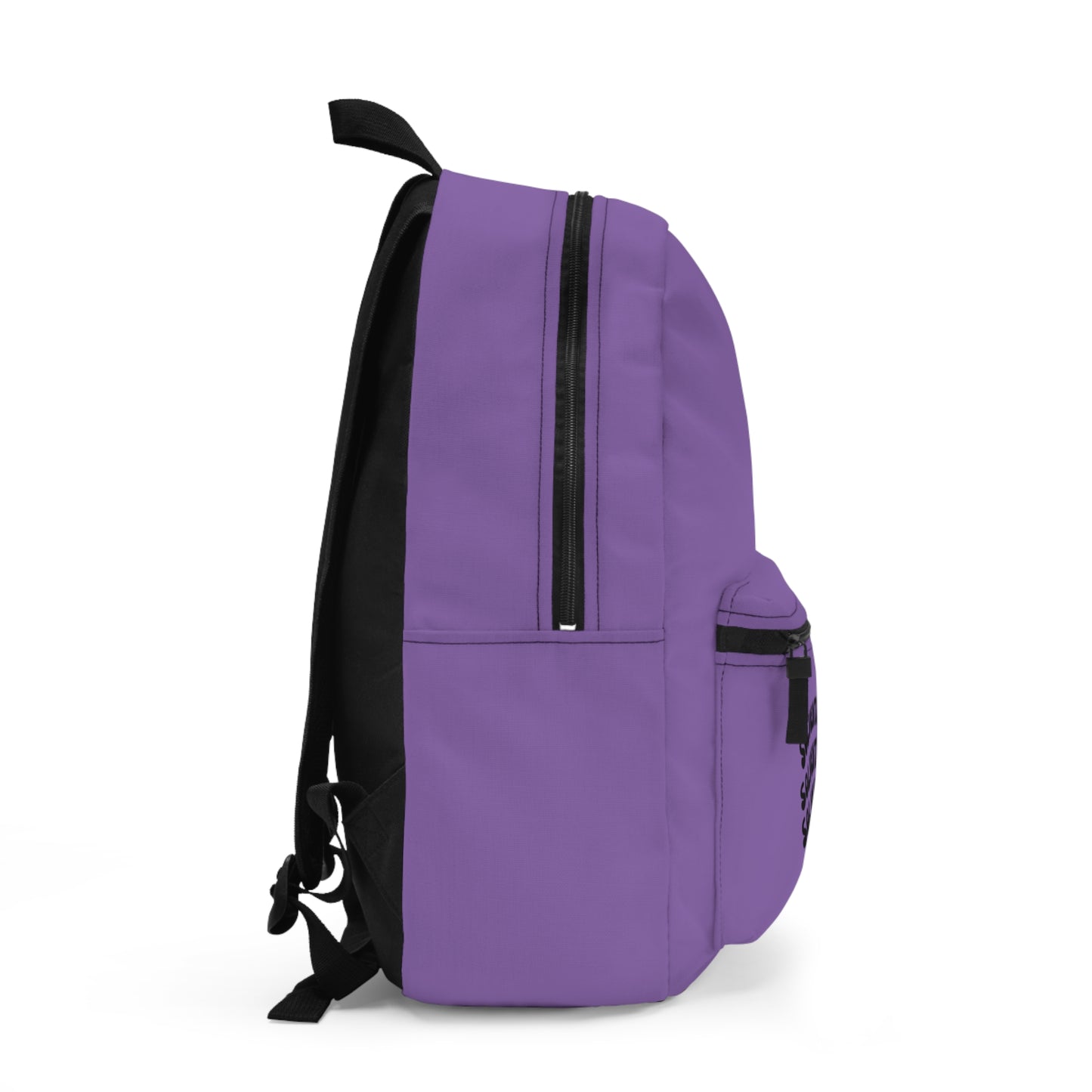 Purple backpack with "Solventless Babe" text repeated three times.